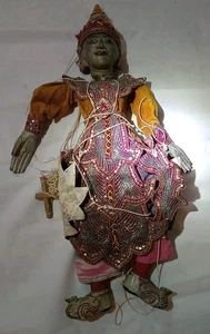 Antique Carved Wooden Burmese Hand Made  Marionette String Puppet - Picture 1 of 24