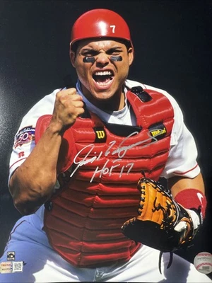 Iván Rodríguez Autografiado Texas Rangers Inscrito Salón de la fama 17 11x14 Certificado de autenticidad TRISTAR Foto 1 de 4