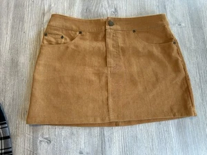 Neu mit Etikett Evenuel Large senfgelber Damen-Cord-Minirock Taschen & Frontreißverschluss - Bild 1 von 7