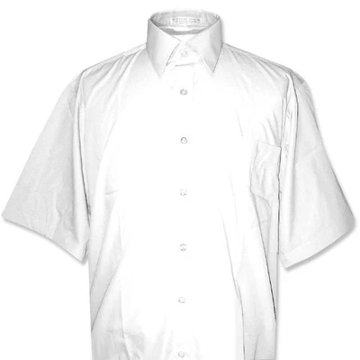 Camisa de vestir Covona para hombre manga corta color blanco liso talla pequeña Foto 1 de 2