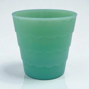 Vintage Fire King Jadeite Glass Flower Pot Scallop Mint Green Gardening 3.5" - Picture 1 of 7