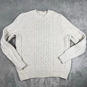 Maglione Mutual Weave Uomo Med Maglia Cavo Avena Cotone Lana Misto Pescatore - Foto 1 di 9