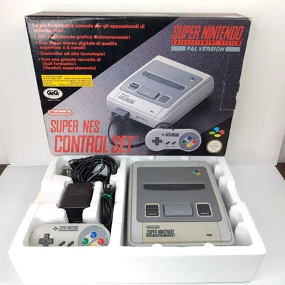 SNES Control Set Console Super Nintendo PAL A Gig con SCATOLA e Polistirolo - Immagine 1 di 4