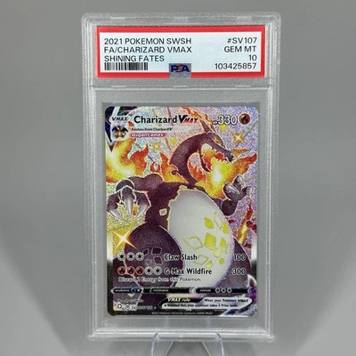 Pokémon 2021 Sword & Shield Shining Fates SV107 Charizard VMAX Full Art PSA 10 - Image 1 of 2