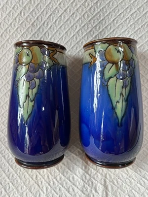 RARE PAIR Of Antique Royal Doulton Winnie Bowstead Stoneware Vases - Image 1 of 4