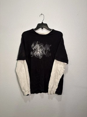 Vtg Y2K Tony Hawk Thrashed Layered Long Sleeve Skater Flames Graphic TShirt Sz L - Image 1 of 4