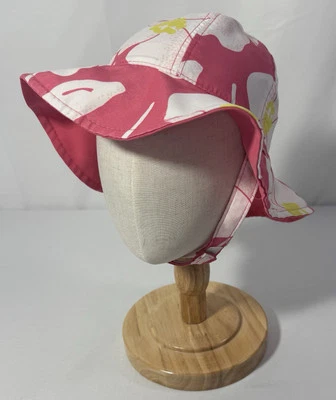 Carter’s Floral Pink Bucket Sun Hat w/ Chin Strap Swim Hat Baby Girl Sz 12 Mos - Image 1 of 4