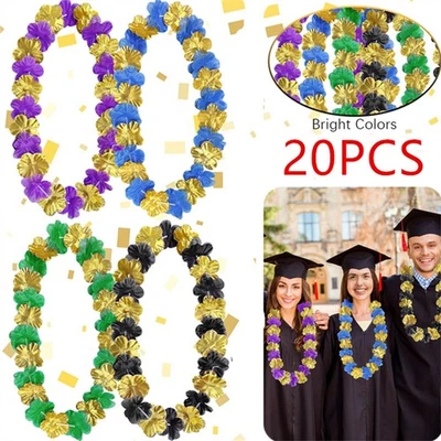 20 PIEZAS 4 Colores Graduación Hawaii Leis Flor Favor Collar para Decoración de Fiesta Foto 1 de 4