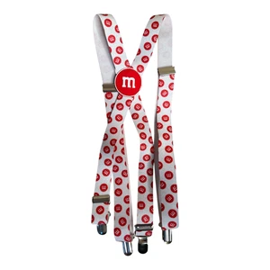 M&M’s White Red Suspenders Adjustable - Picture 1 of 4