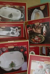 New Spode Hand Painted Christmas Tree Assorted Platters Dishes Trays Glasses - Picture 1 of 24