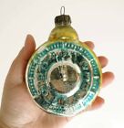Vintage Christmas ornament, Soviet Tree Decoration - Huge Green Round Clock 