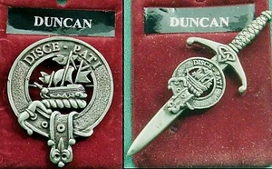 Insignia de peltre o falda escocesa cresta del clan escocés Duncan - Imagen 1 de 3