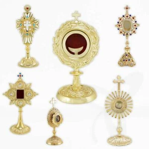 Reliquary Monstrance Altar with Luna Gemstones CHURCH or Home Brass smal and big - Picture 1 of 25