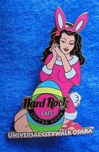 OSAKA UNIVERSAL CITYWALK SEXY EASTER BUNNY GIRL LARGE EGG 04 Hard Rock Cafe PIN - Picture 1 of 1