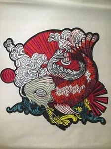 LARGE JUMBO 11” JAPANESE KOI FISH IRON ON PATCH fullback Japan Asian Carp - Picture 1 of 4