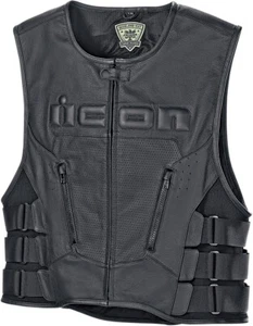 D30 Leather Vest - Black Men's 2XL/3XL Icon 2830-0393 - Picture 1 of 12