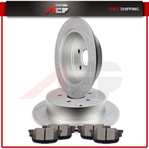 Fits 2005-2009 2010 Scion tC Slotted Rear Brake Discs Rotors And Ceramic Pads - Picture 1 of 6