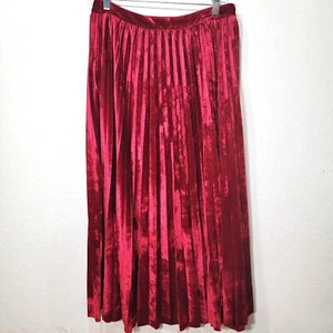 Maxi Falda Flying Tomato M Rojo Terciopelo Acordeón Plisado Larga Mediana - Imagen 1 de 8