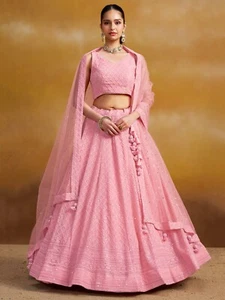 Bollywood Stil Faux Georgette Lehenga Choli mit Designer Dupatta für Empfang - Bild 1 von 10