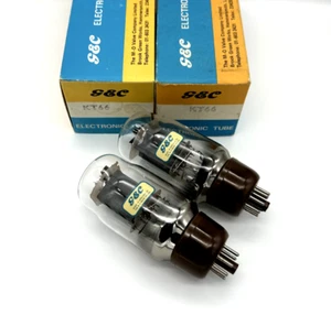 Matched Pair KT66 Clear Glass Brown Base NOS GEC UK Valve Tubes (AAV7) - Picture 1 of 2