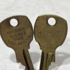 NATIONAL CABINET LOCK BRAND Original Keys x2 4677PO 4430AF Made in USA - Picture 1 of 7