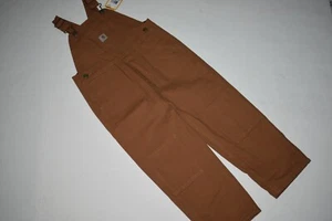 Carhartt Flannel Lined Duck Canvas Overalls Pants Boys Size 4T Double Knee Brown - Picture 1 of 3