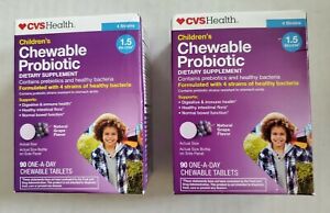 2X CVS Childrens Probiotic Dietary Supplement Chewables tablets 90ct Ex 2/21