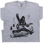 Guitar T Shirt Bigfoot Jump Playing Electric Mens Graphic Vintage Sasquatch Rock
