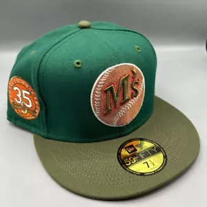 Seattle Mariners Hat Men 7 1/2 Green Orange 59Fifty New Era MLB Fitted Cap New - Picture 1 of 8