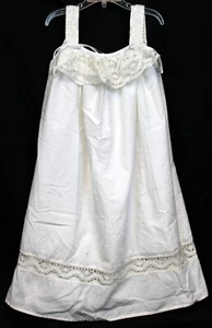 Bella Luna Strasburg White Linen Dress sz 5 Cotton Lace Straps Summer Satin Trim - Picture 1 of 10