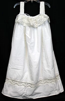 Bella Luna Strasburg White Linen Dress sz 5 Cotton Lace Straps Summer Satin Trim - Image 1 of 4
