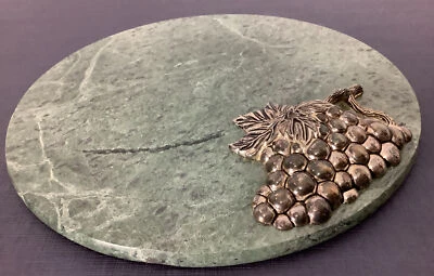 Godinger Silver Art Зеленая Мраморная Сырная Доска 10 дюймов MCM Дизайн из Винограда - Изображение 1 из 4