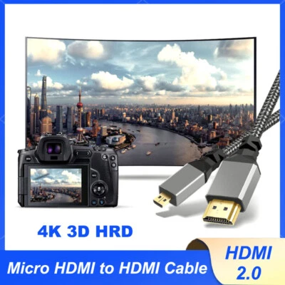 Premium Micro HDMI to HDMI Adapter Cable for TV LCD PC 0.3m 1m 1.5m 2m 3m 5m - Image 1 of 4