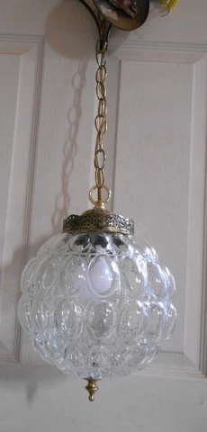 Vintage pendant light fixture clear crystal shade Nemo 1973 (Z) Cover