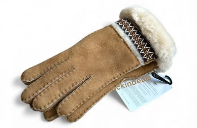 NUEVO GUANTE MUJER UGG PIEL DE OVEJA TASMAN CINTA GAMUZA CASTAÑO TALLA MEDIANA Foto 1 de 4