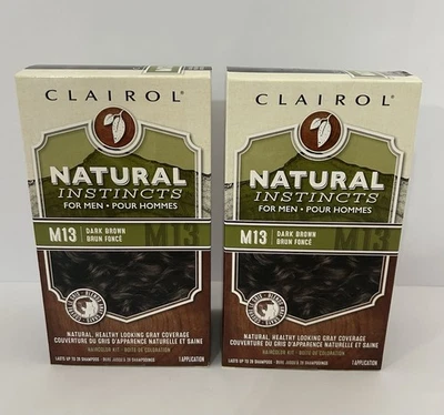 Set Of 2 ~ CLAIROL Natural Instincts For Men ~ M13 Dark Brown Haircolor Kit Dye - Image 1 of 4