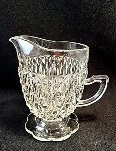 Vintage Clear Indiana Glass Diamond Point Footed Creamer - Picture 1 of 5
