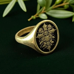 Rosicrucian Cross Signet Ring 925 Sterling Silver Sacred Handcrafted Ring - Picture 1 of 5