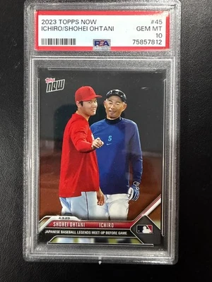 2023 Topps Now #45 Ichiro/Shohei Ohtani PSA 10 GEMA MT Foto 1 de 2