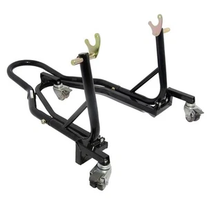BikeTek Floating 360 Degree Rear Motorcycle Paddock Stand On Wheels Stand Black - Picture 1 of 3