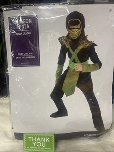 Dragon Ninja Warrior Black Suit Halloween Child X-Large 14-16 Costume - Picture 1 of 2