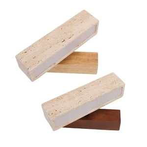 Yellow Travertine Wood Bedside Wall Light Rotatable Vintage - Picture 1 of 29