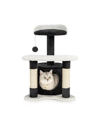 B-Ware: Kratzbaum Kletterbaum Katzenkratzbaum Katzenbaum Höhe 65 cm schwarz/weiß - Bild 1 von 4