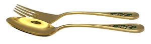 Retroneu Holiday Holly Berry 24K Gold Electroplated Serving Fork/Spoon Christmas - Picture 1 of 8