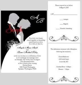 50 Personalized Custom Elegant Bride and Groom Bridal Wedding Invitations Set - Picture 1 of 1