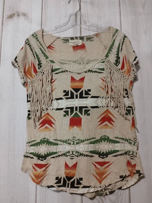 Denim & Supply Shirt Ladies Small Cream Aztec Fringe - Image 1 of 4