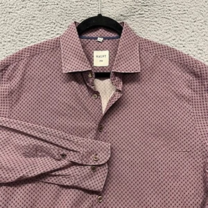 Camisa Haupt Para Hombre XL Borgoña Geométrica Ajuste Moderno Abotonada 100% Algodón Preppy - Imagen 1 de 10