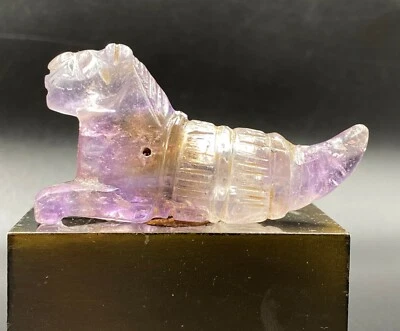 Ancient Pyu Culture South East Asian Burmese Art Amethyst Tiger Figure Old Bead - Image 1 of 4