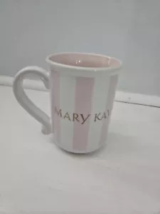 Mary Kay Pink & White Striped Gold Logo Coffee Tea Mug Cup - Picture 1 of 6