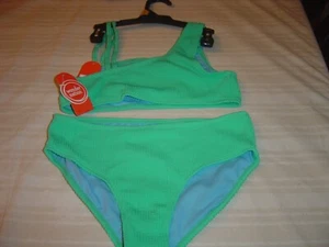  New Wonder Nation Girl's Bikini Popcorn Texture Swimsuit Black S 6/6X - Picture 1 of 1